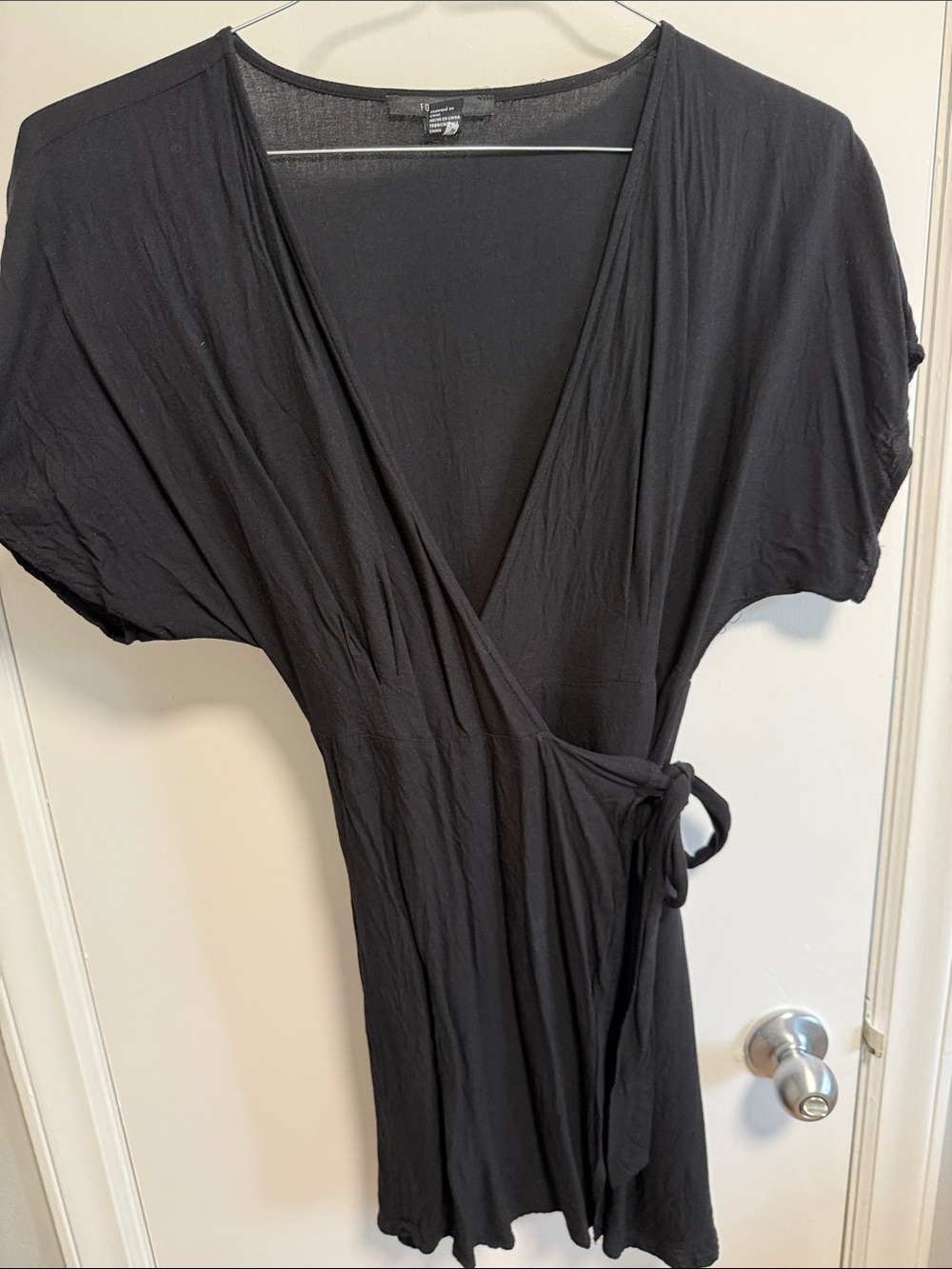 Black Wrap-Style Short Dress